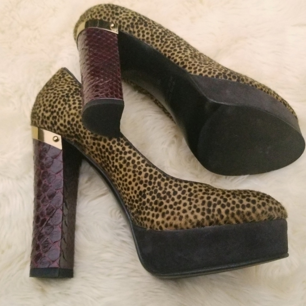 Baldan animal snake print textured platform heel 6